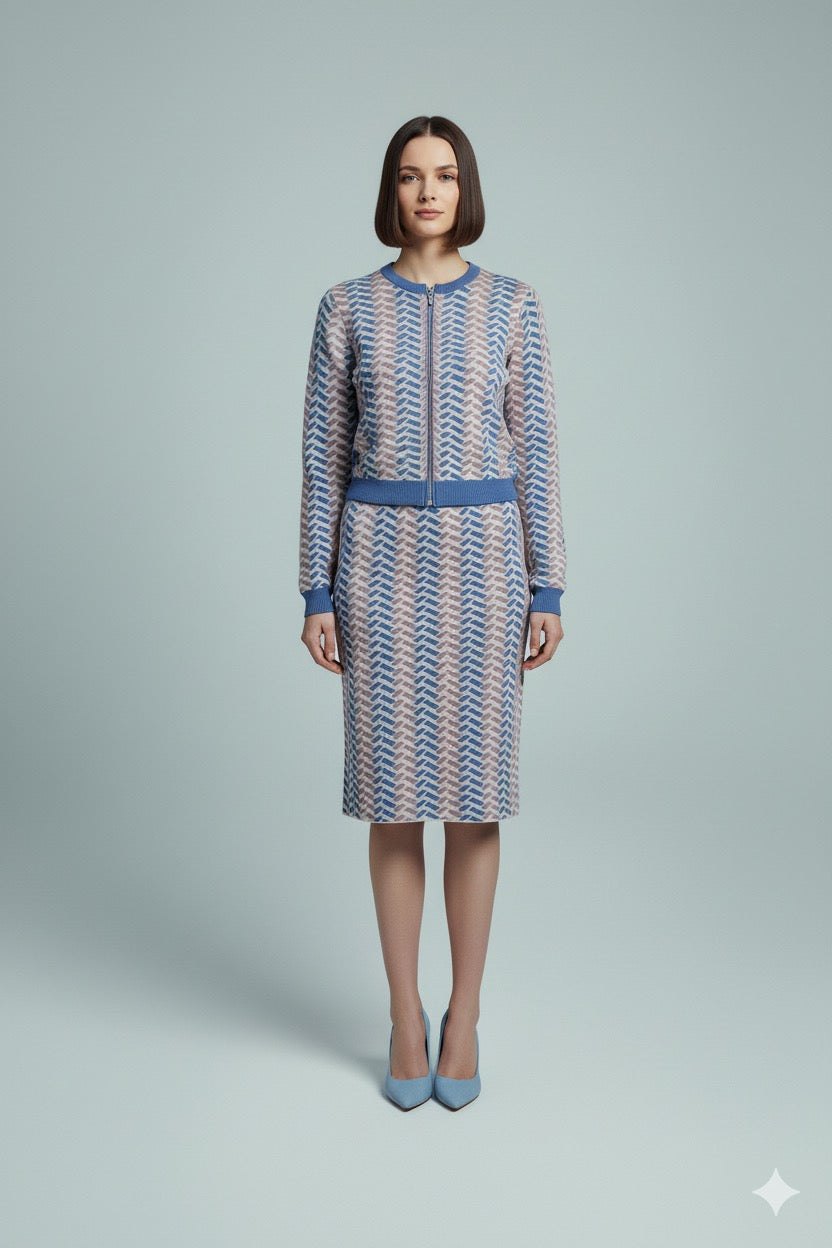 ADL Textured Ethnic-Inspired Geometric Pattern 2 PCs Set.