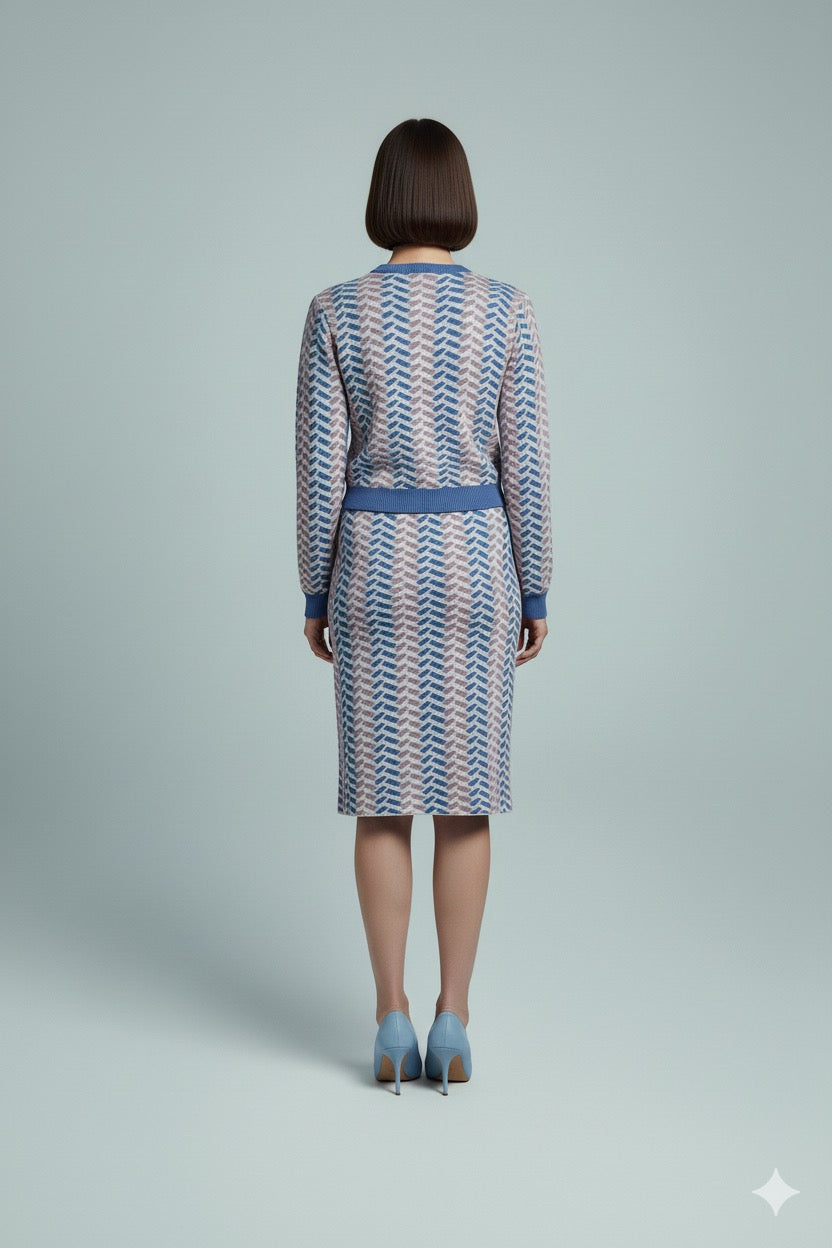 ADL Textured Ethnic-Inspired Geometric Pattern 2 PCs Set.