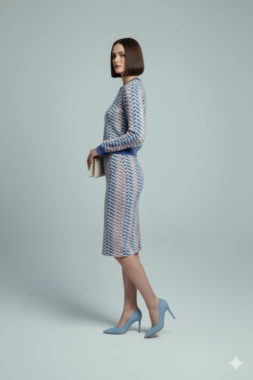 ADL Textured Ethnic-Inspired Geometric Pattern 2 PCs Set.