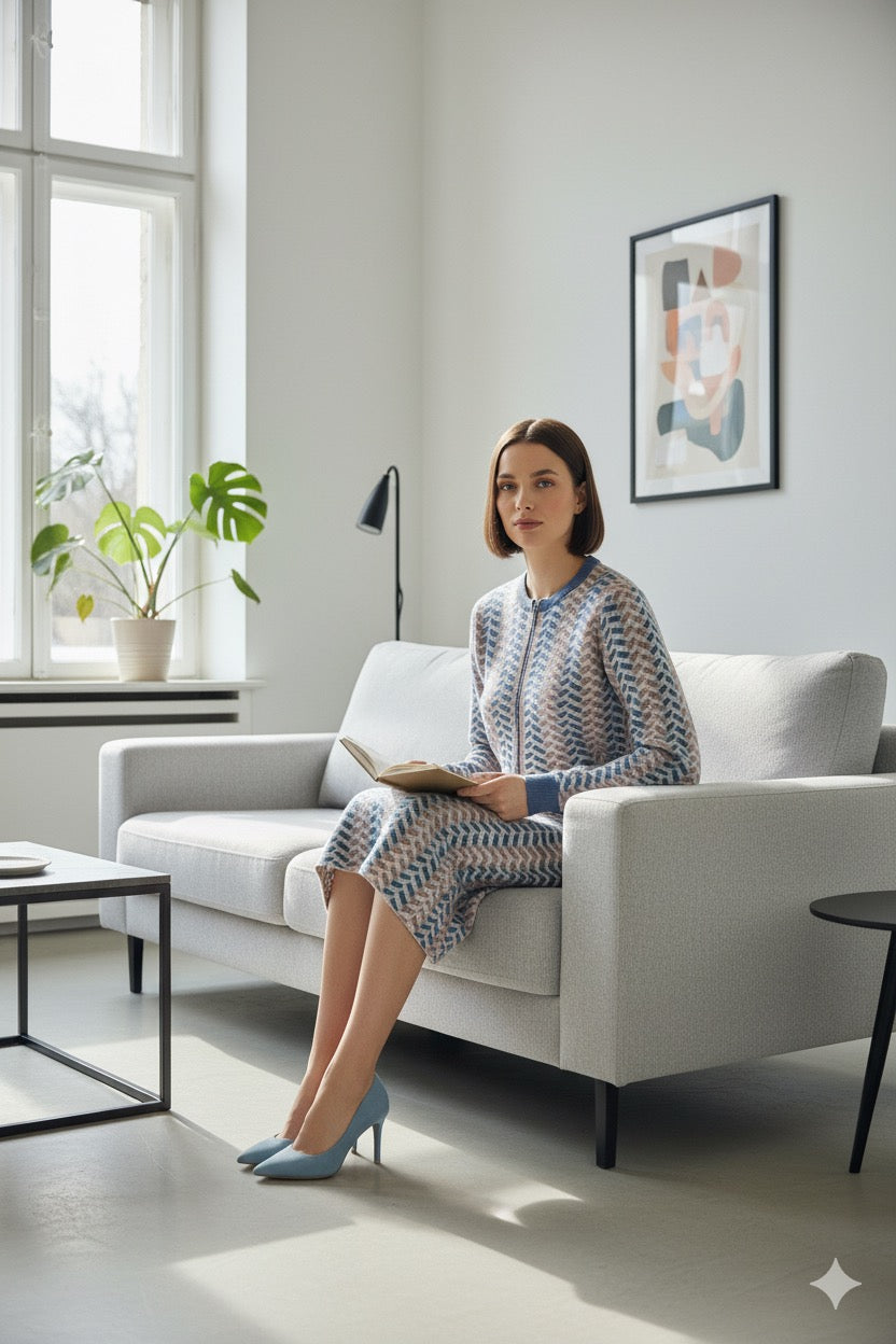 ADL Textured Ethnic-Inspired Geometric Pattern 2 PCs Set.