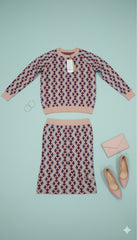 ADL Textured Ethnic-Inspired Geometric Pattern Peach 2 PCs Set.
