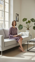 ADL Textured Ethnic-Inspired Geometric Pattern Peach 2 PCs Set.