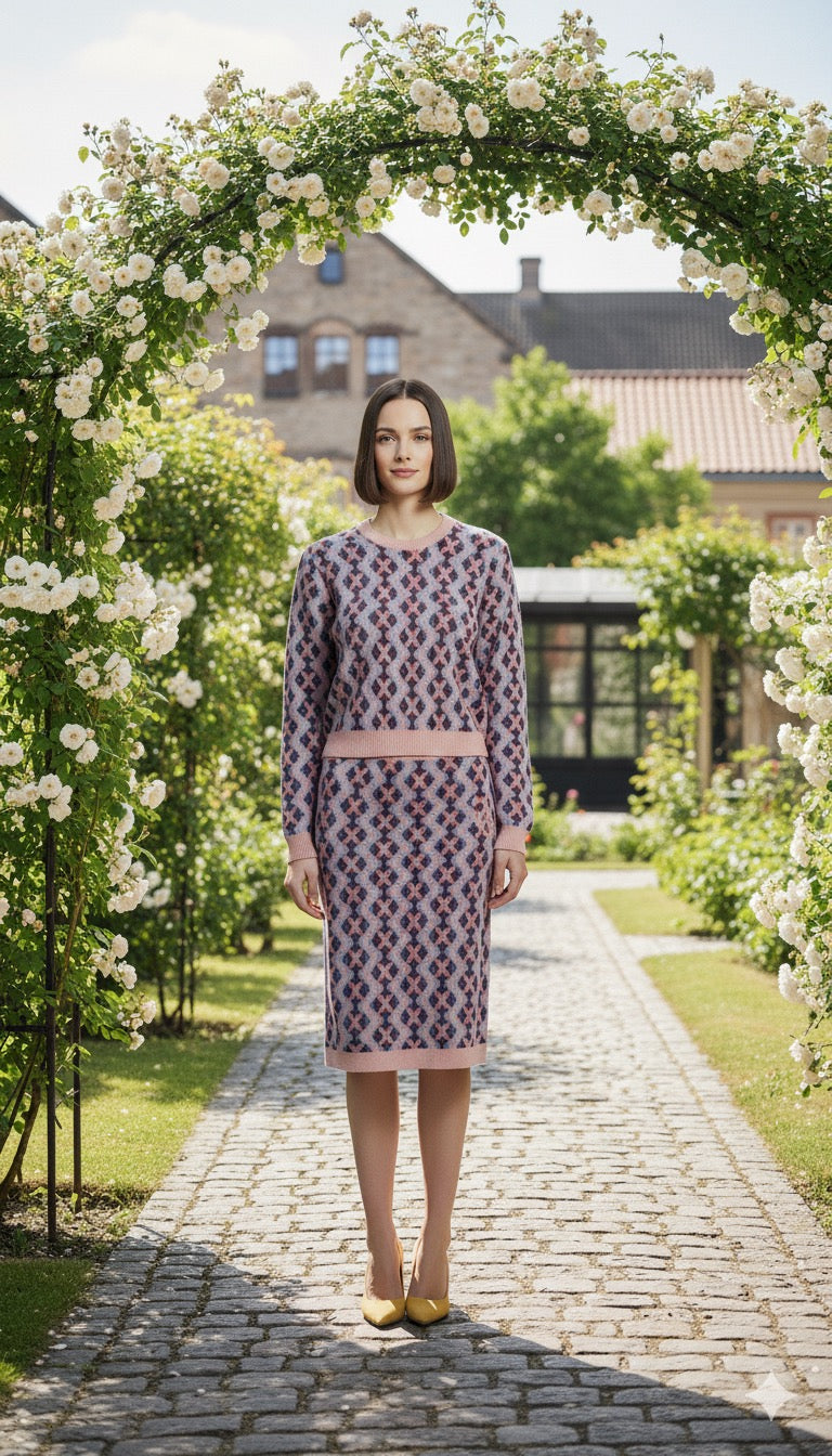 ADL Textured Ethnic-Inspired Geometric Pattern Peach 2 PCs Set.