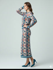 ADL Textured Ethnic-Inspired Argyle Pattern 2 Pcs Set