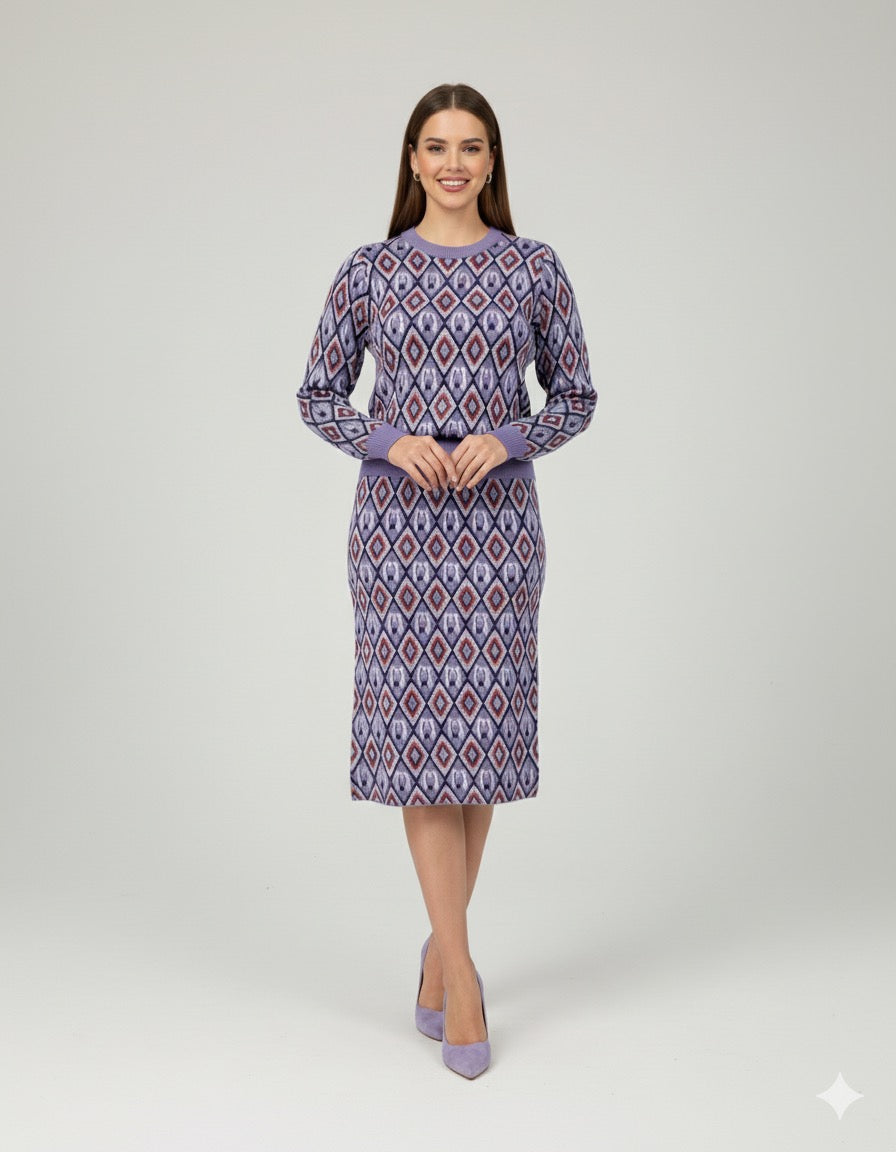 ADL Textured Ethnic-Inspired Geometric Pattern 2 PCs Set.