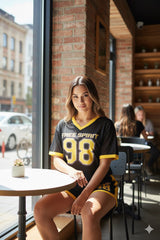 AD Retro Digital Print Casual Versatile Short 2 Pcs set in Black.