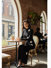 AD Elegant Woman Floral Decor Causal Midi Dress