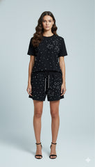 ADL Embellished Short 2 Pcs Set in Black