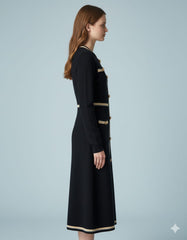 AD Elegant French Metal buttons Bodycon Dress