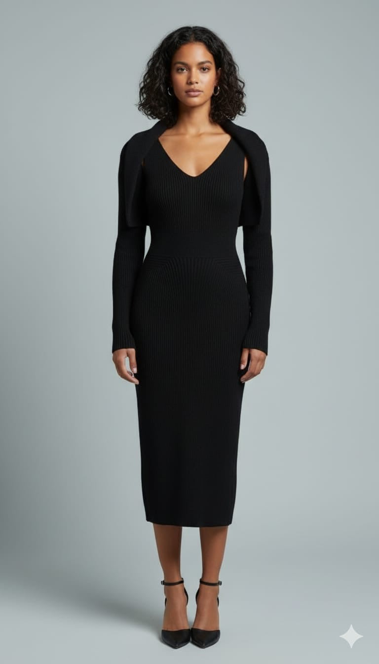 AD Black Knitted Co Ord. Dress