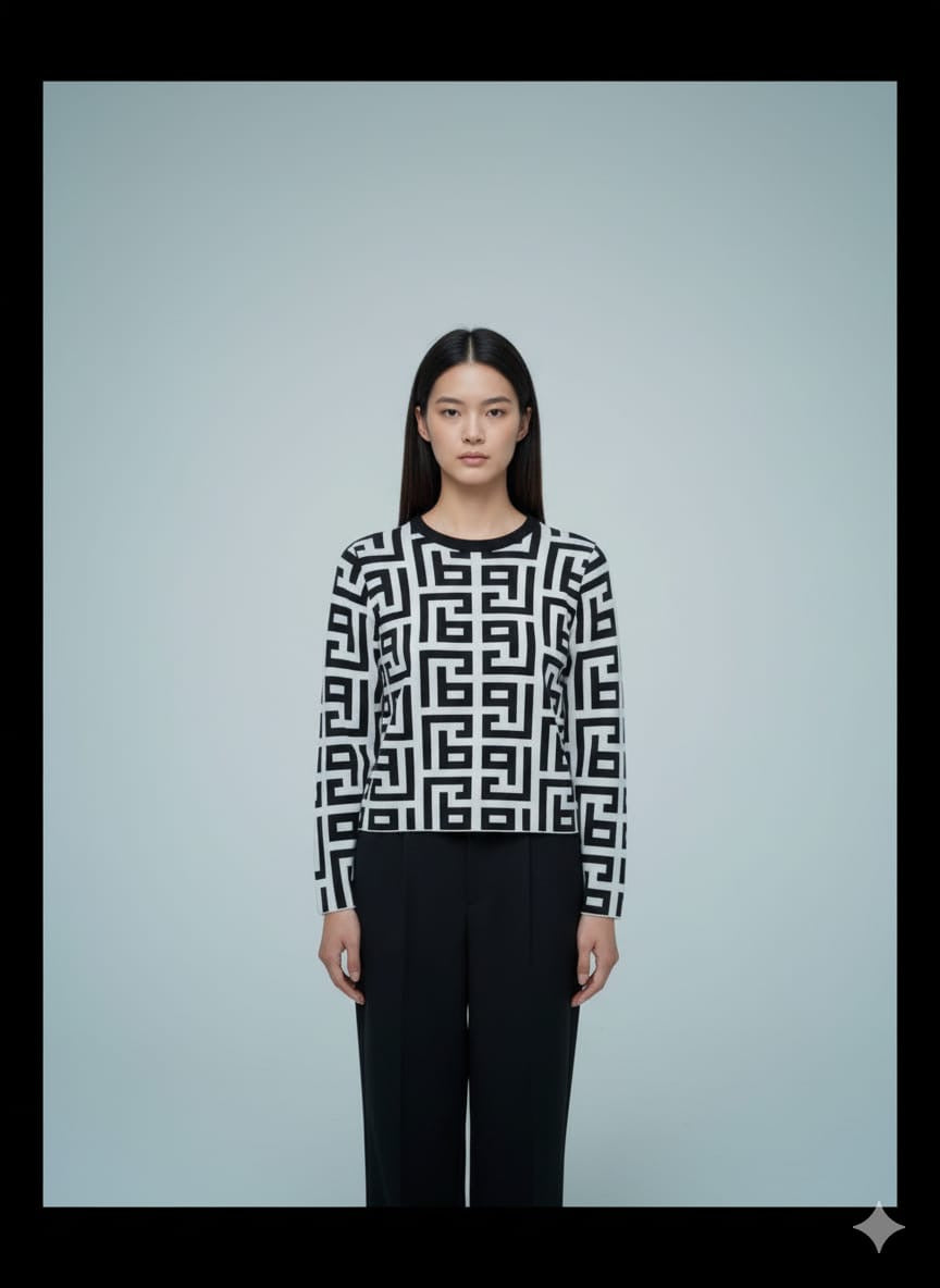 AD  Vintage Geometric Pattern Women Slim Cardigan