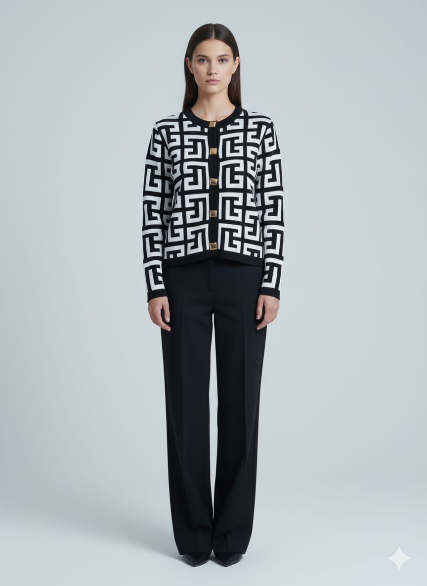 ADL Winter Elegant Single Breasted Long Sleeve Knit Pullover in Navy