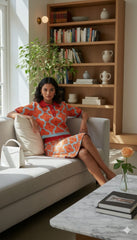 ADL Vintage Retro Floral Geometric Print 2 Pcs Set