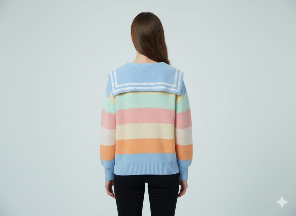 AD Student Doll Collar Multiple Blue Top