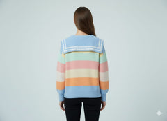 AD Student Doll Collar Multiple Blue Top