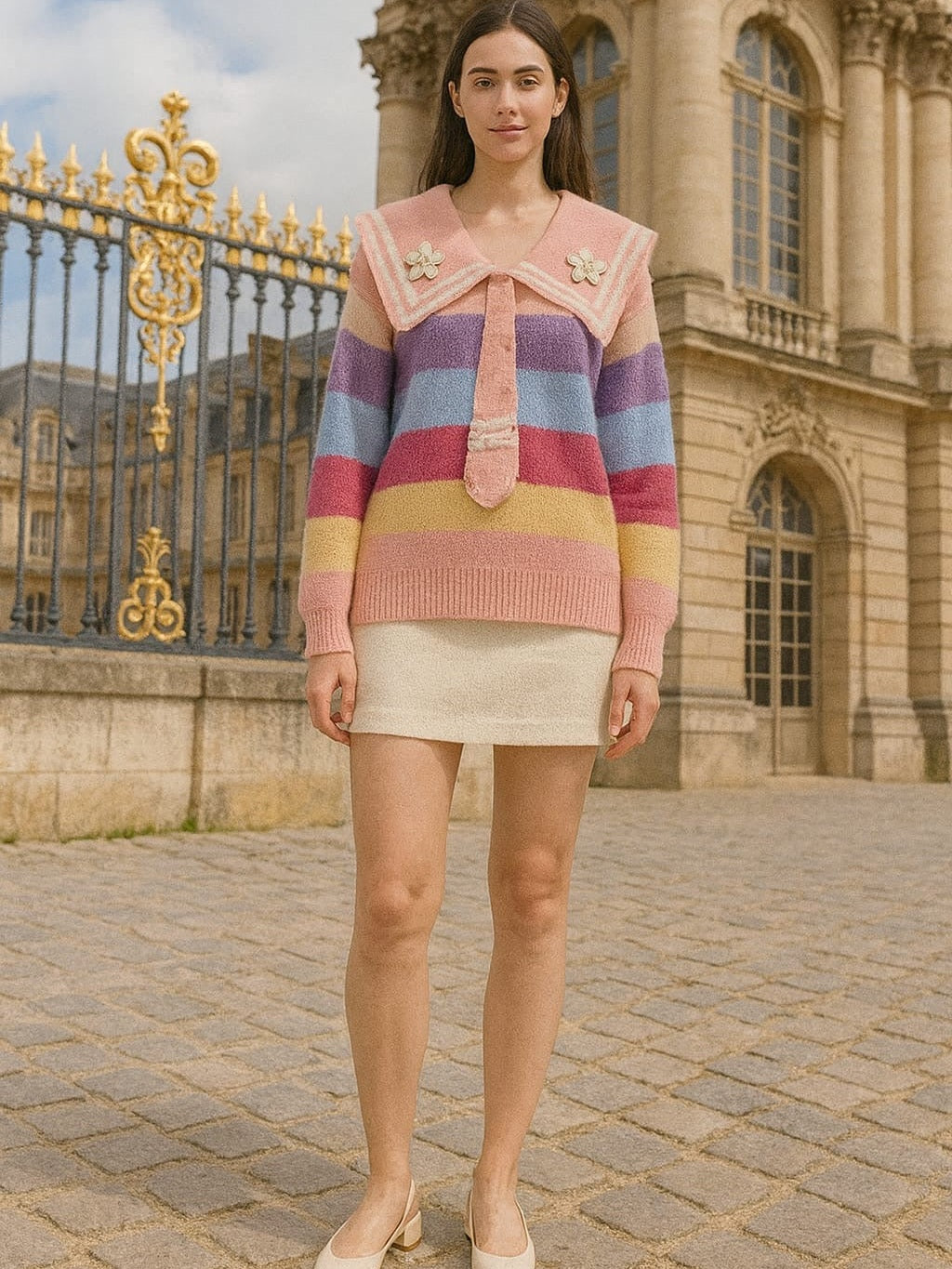 AD Student Doll Collar Multiple Pink Top